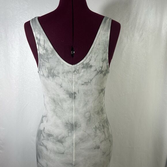Enza Costa Silk Blend Ribbed Tank Midi Dress in Vapor Ionic Gray Sz L Tie Dye - Picture 6 of 14